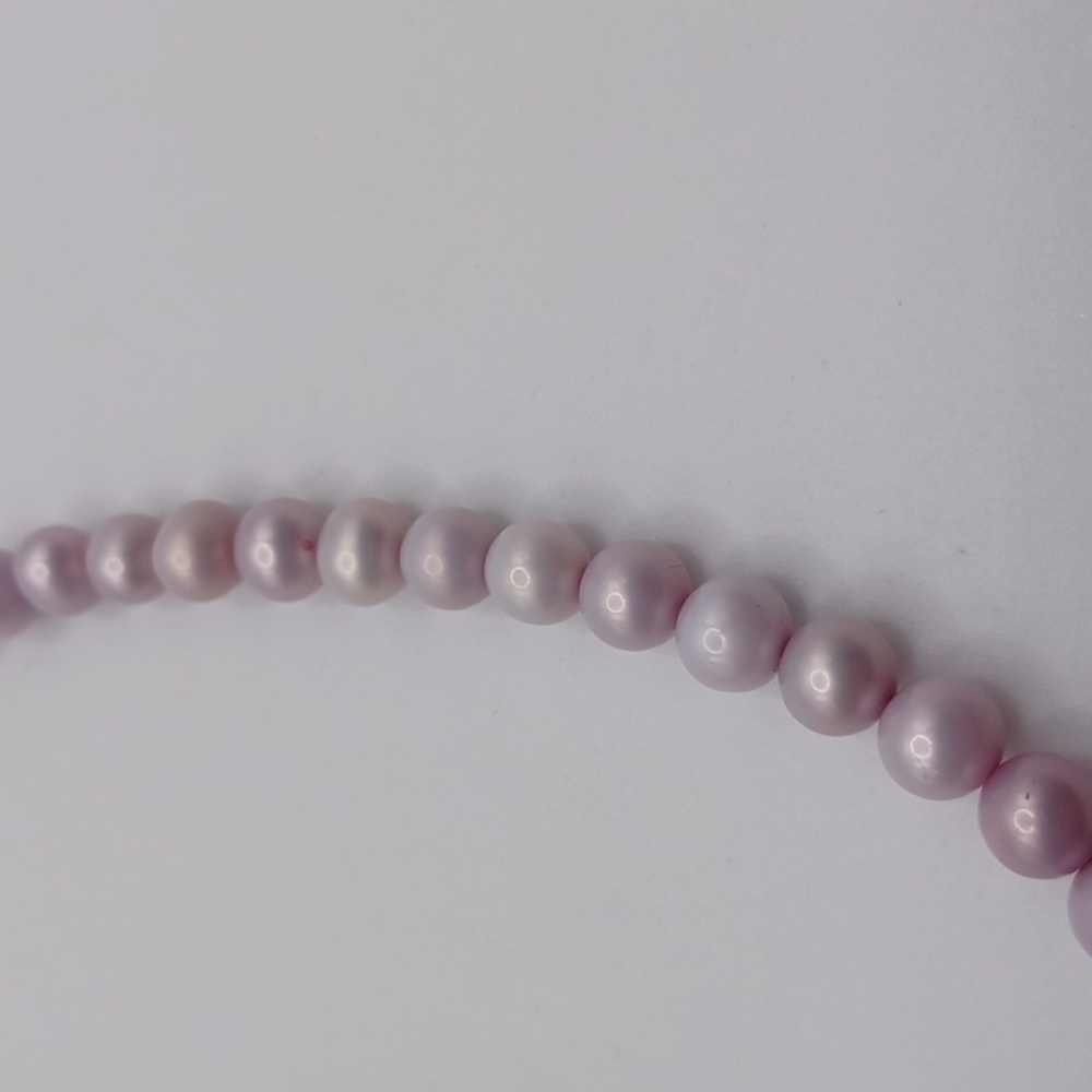 Lavender Freshwater Pearl Necklace 925 Clasp - Picture 3 of 6